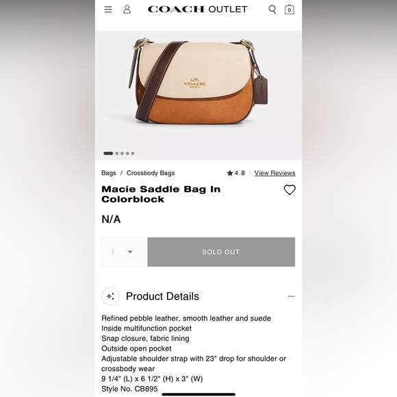 NWT Coach Macie Saddlebag in Colorblock - Picture 5 of 5